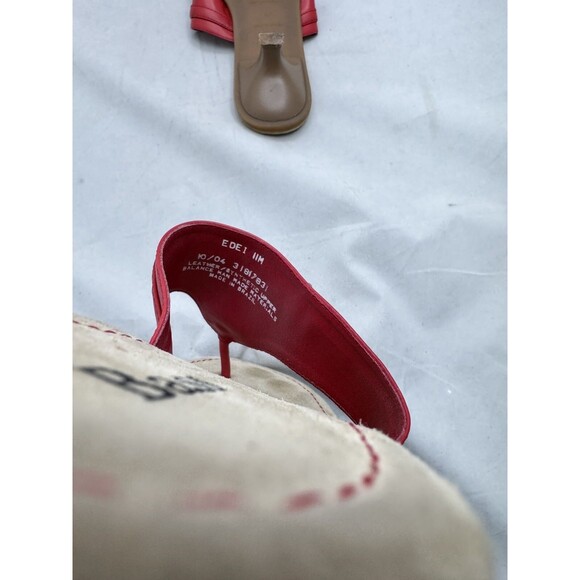 Bass Red Leather Thong Kitten Heel Sandals Women's Size 11M Made in Brazil - Picture 5 of 5